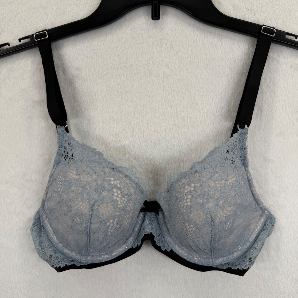 Victoria's Secret Dream Angels Lined Demi Bra Blue Lace 32C